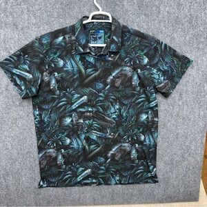 Retro Rifle Solid Snake Jungle Print Hawaiian button up shirt Men's size 2XL